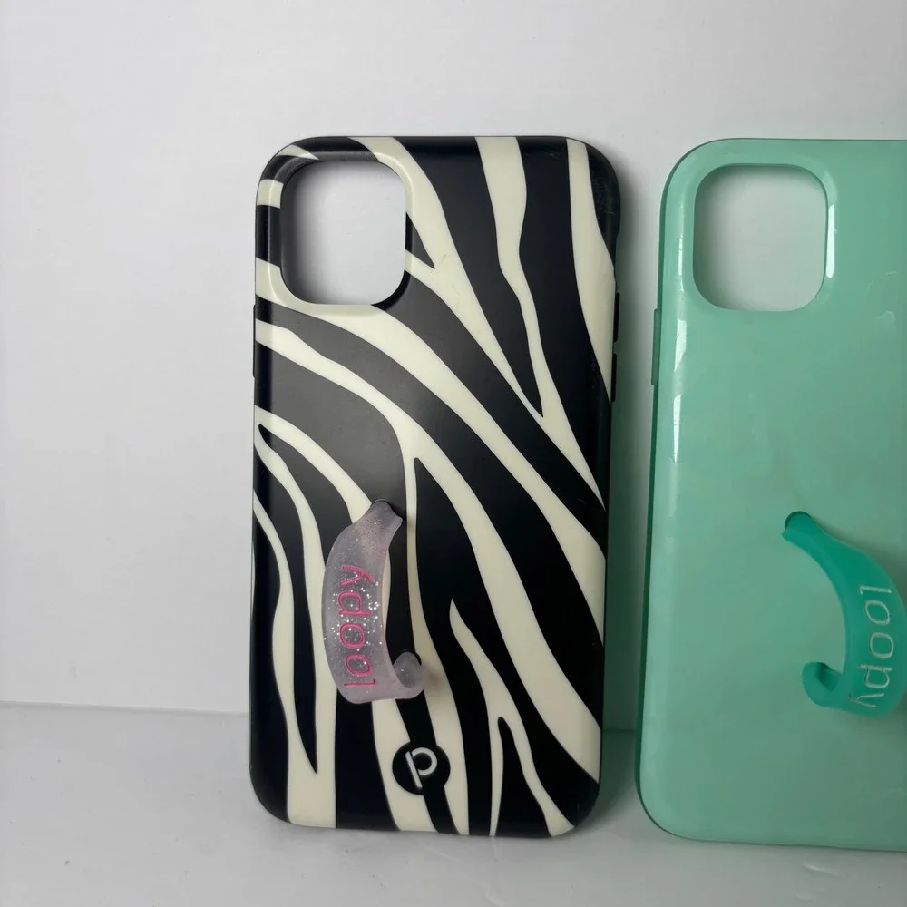 Loopy iPhone 11 ? Phone Case Bundle 3pk‎ Zebra Mint Leopard Sparkly Pink Loop